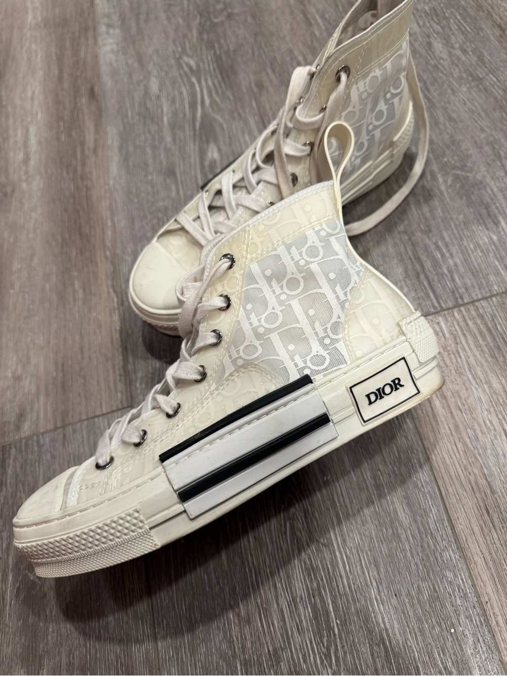 Dior Off-White Monogram High-Top Sneakers